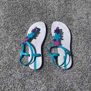 Ipanema Floral Embellished Sandals - Blue and Purple